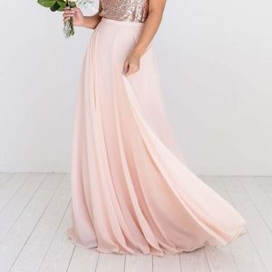 Champagne chiffon maxi skirt